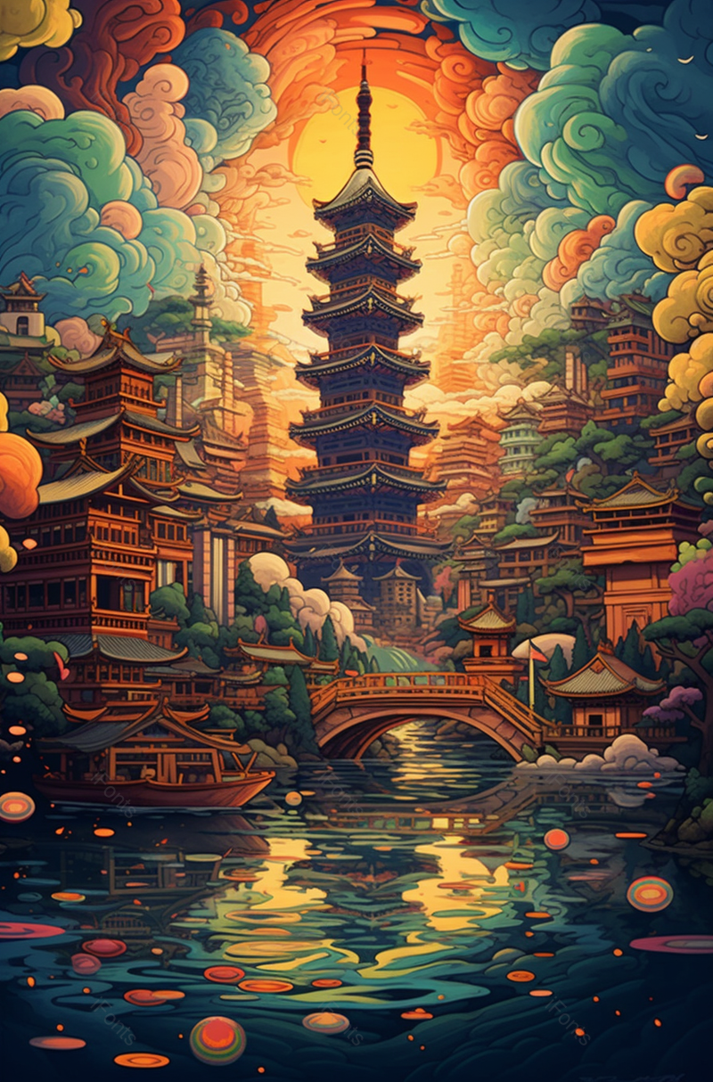 小桥流水园林建筑,插画/手绘图,插画/手绘图库,插画/手绘图下载,插画/手绘
